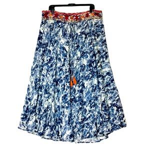 Melange blue print skirt
